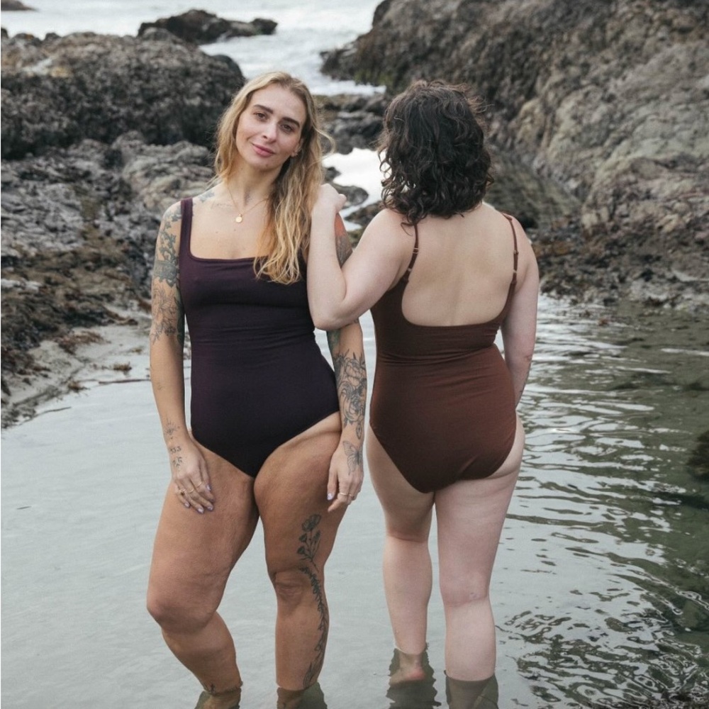 Square-Neck Swimsuit in Moss Green